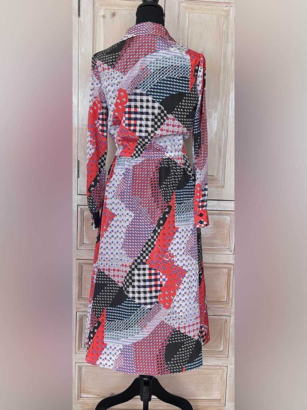 Vintage Louis Féraud at Rembrandt Bold Geometric Dress UK 12 Made in England - Picture 3 of 7